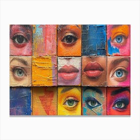 Colorful Chronicles: Abstract Narratives of History and Resilience. Colorful Eyes Canvas Print