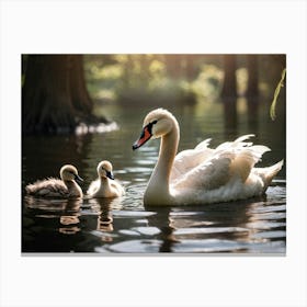 Swan Family Canvas Print