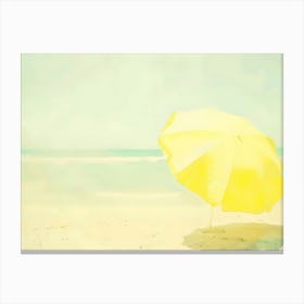 Yellow Umbrella On The Beach 1 Canvas Print