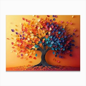 Colorful Tree with Multicolor Leaves 2 Canvas Print