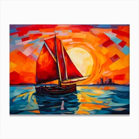 Parisian Boat In Azure Canvas Print