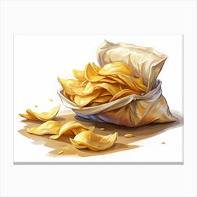 Golden Potato Chips In A Paper Bag Canvas Print