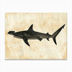 Hammerhead Shark Grey Silhouette 10 Canvas Print