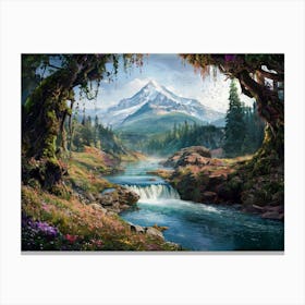 River Mountain with Alps View #3 Canvas Print