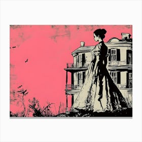 Woman In Front Of A House Canvas Print