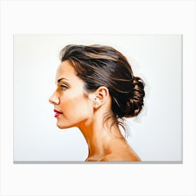 Side Profile Of Beautiful Woman Oil Painting 36 Canvas Print