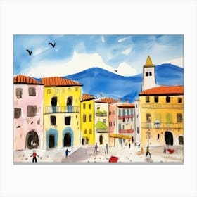 Trento Italy Cute Watercolour Illustration 1 Canvas Print