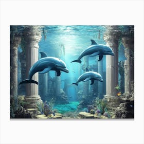 Dolphins In The Sea 1 Canvas Print