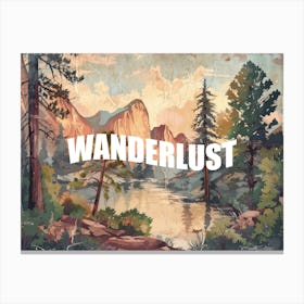 White Wanderlust Poster Vintage Woods Illustration 1 Canvas Print