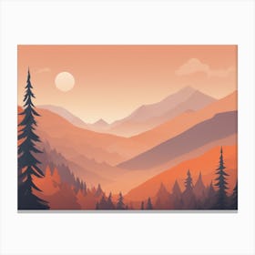 Misty mountains horizontal background in orange tone 82 Canvas Print