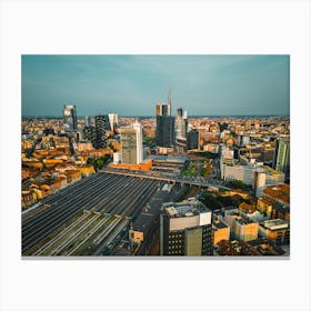 Tramonto Magico su Milano: Vista Aerea Canvas Print