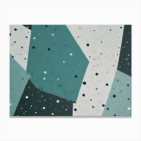 Abstract Background With Teal And Grey Geometric Shapes And Scattered Circles, Creating A Modern And Textured Design Canvas Print