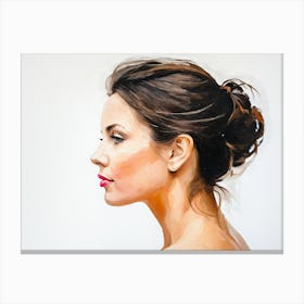 Side Profile Of Beautiful Woman Oil Painting 82 Canvas Print