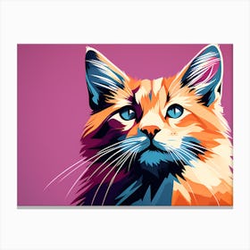 Cat Portrait, cat art, digital cat art, cat in pink background, Canvas Print