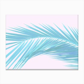 Minimal Abstract Dreamy Palm leaf pastel Blue on Pink Canvas Print