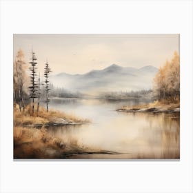 A Painting Of A Lake In Autumn 69 Canvas Print