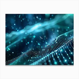 Abstract Background With Flowing Blue Dots, Forming Waves 1 Canvas Print