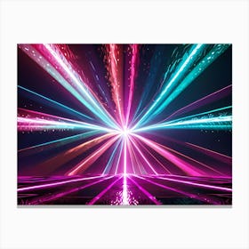 Neon Light Beams Canvas Print