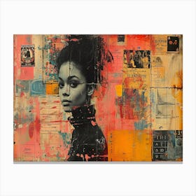 Analog Fusion: A Tapestry of Mixed Media Masterpieces A Woman' Canvas Print