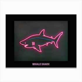 Neon Pink Red Whale Shark Poster 2 Canvas Print