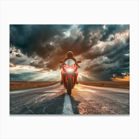 Rider On Red Bike (26) Canvas Print