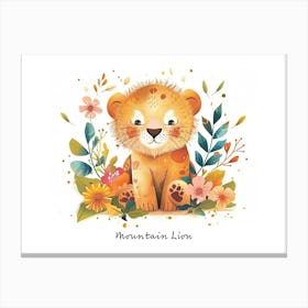 Little Floral Mountain Lion 1 Poster Canvas Print