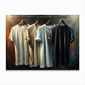 Four Blank T Shirts On Hangers Canvas Print