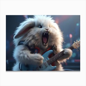 Leonardo Diffusion Xl A Fluffy Hardrock Rabbit Guitarist Bruta 0 (1) Canvas Print