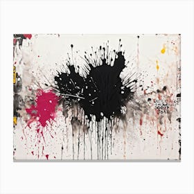 Abstract Painting Featuring Bold Splatters Of Black Ink Grunge Style Silhouettes Emerging Through D (1) Canvas Print