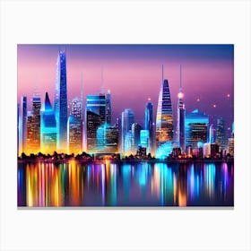 Cityscape At Night Canvas Print