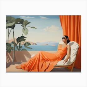 Woman In An Orange Dress Canvas Print