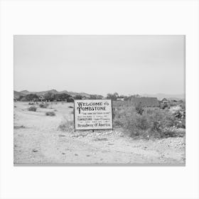 Sign At Outskirts Of Tombstone, Arizona By Russell Lee Canvas Print
