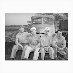 Four Truck Drivers Who Work At The Naval Air Base Now Under Construction, Corpus Christi, Texas By Russell Lee Canvas Print