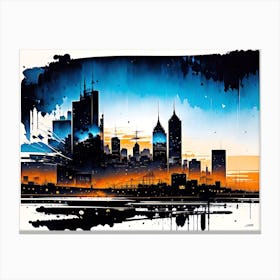 Cityscape At Sunset Canvas Print