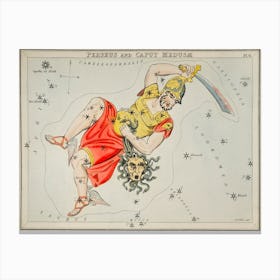 Sidney Hall’s (1831), Astronomical Chart Illustration Of The Perseus And The Caput Medusae Canvas Print