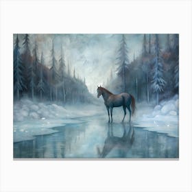 Horse In The Snow Canvas Print