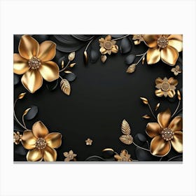 Gold Floral Frame 7 Canvas Print