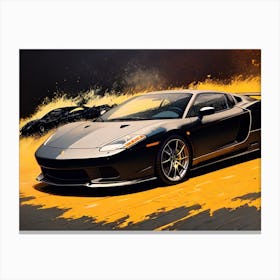 Black Sports Car On Fire Canvas Print