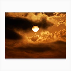 Brown Moon Sun Orange burnt sky sunset sunrise cloud photo photography Canvas Print