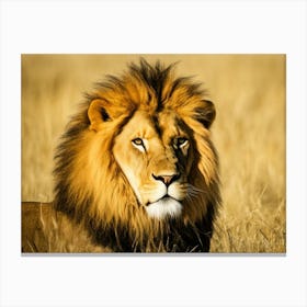 Lion In The Grass 1 Canvas Print