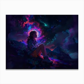 Girl In Space 2 Canvas Print