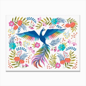 Floral Phoenix Light Canvas Print
