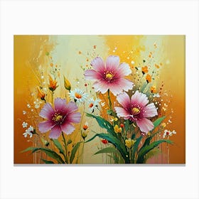 Flowers On A Yellow Background Canvas Print