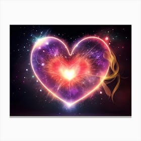A Colorful Glowing Heart On A Dark Background Horizontal Composition 8 Canvas Print