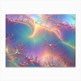 Abstract Colorful Swirling Pattern, Resembling Flower Petals In Light Blue, Pink, And Orange Hues Canvas Print