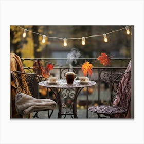 Autumn Leaves On A Balcony Canvas Print