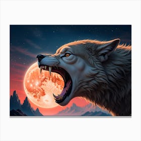 Wolf Howling At The Moon 1 Canvas Print