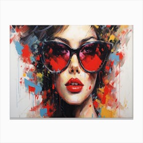 Girl In Red Sunglasses 1 Canvas Print