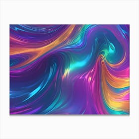 Abstract, Swirling, Colorful Patterns Resembling Liquid Or Paint In Shades Of Purple, Blue, Orange, And Yellow Canvas Print