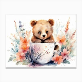 Teddy Bear In A Cup Canvas Print